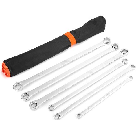 6-teiliges Set Dodekagon-Ringschlüssel Nr. 45, Stahl, verlängerter Doppelkopf-Pentalobe-Schlüssel, Autoreparatur 8–21 mm (1/5)