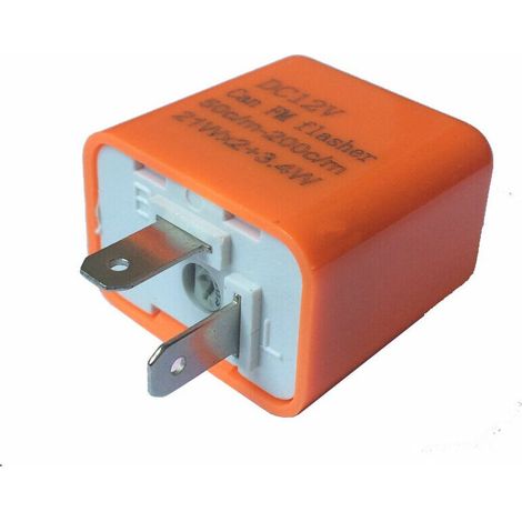 Relè lampeggiatore a LED a 2 pin da 12 V con velocità regolabile, resistenza per la correzione del lampeggiamento ipercontrollato per moto, colore arancione, 2 pezzi (1/5)