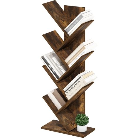 Étagère à Livres, bibliothèque à 7 Niveaux, bibliothèque Arbre pour Decor de la pièce, pour Salon, Chambre, Bureau à Domicile, Pin ambré (1/5)