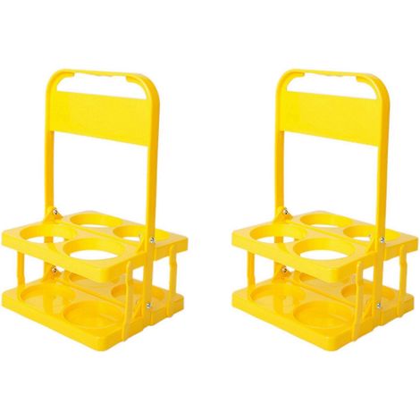 Porte-gobelet pliable en plastique à 4 trous (2 x 4 trous)réutilisableavec poignée et portablejaune. (1/4)