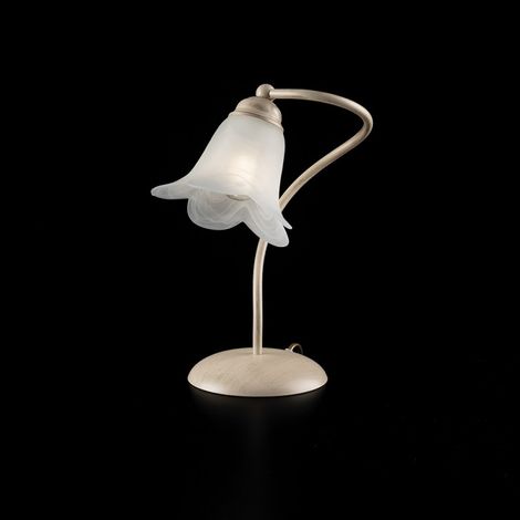Tischlampe aus Eisen Ivory Gold einflammiger Lampenschirm aus weißem Glas 25x h31 cm