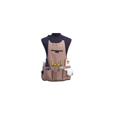 Gartenschürze für Damen mit 14 Taschen, 600D-Oxford-Arbeitsschürze, verstellbare Schutzschürze für Gartengeräte (braun) (1/5)