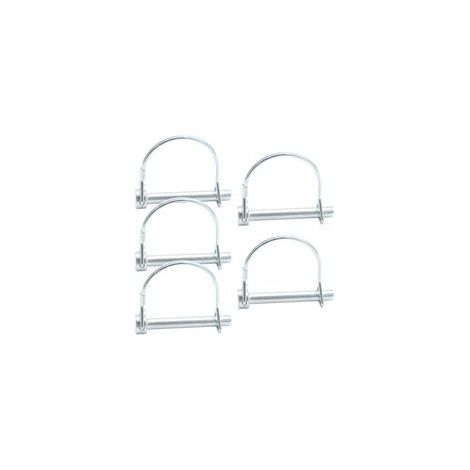 A （6×0.8×0.8cm） Lot de 5 goupilles de sécurité 8 mm x 60 mm - Avec fermeture à verrouillage en acier galvanisé pour remorques, camions, tracteurs, bennes à benne basculante