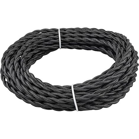 Braided Lamp Wire 2 x 0.75mm² Luminous Wire Black Braided Wire Twisted Wire 18 Gauge 18AWG Electric Wire Antique Style for Antique Lamp DIY Projects (1/5)