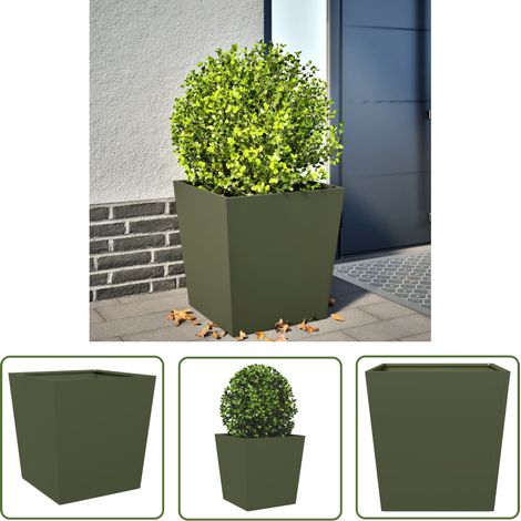 vidaXL Jardinière vert olive 50x50x50 cm acier (1/5)