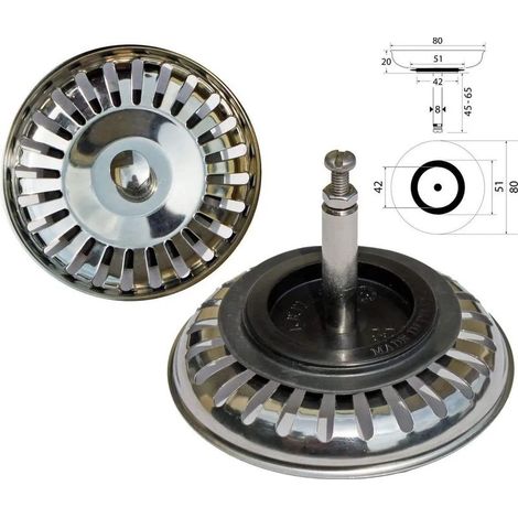 Ventilation universelle 7,6 cm (Ø80 mm), pour spüle mit Offset-Bedienung / Edelstahl (1/2)
