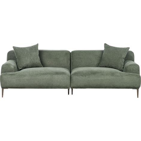 Sofá de 3 plazas de tela sala de estar de estilo moderno patas de metal verde Matila (1/5)