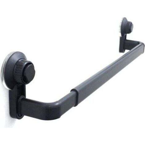 Bathroom Towel Rack, Black Adhesive Wall-Mounted Towel Bars for Shower and Kitchen, Waterproof Door Bars with Hook (52-82cm)