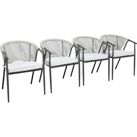 sweeek - 4er-Set stapelbare Gartensessel aus Stahl mit Seilbespannung (1/5)