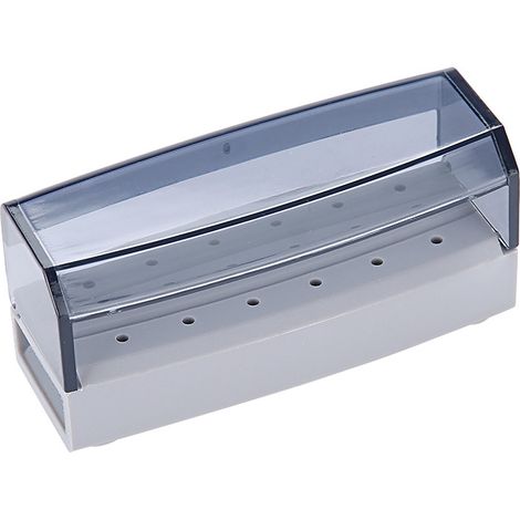 Étui de rangement 18 trous pour fraises dentaires, bloc porte-fraise stérilisable autoclave, boîte de nettoyage grise pour instruments dentistes. (1/5)