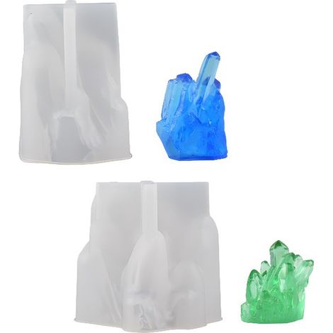 2 Moules en silicone, forme cristal, tailles 12,5cm et 6cm, pour résine époxy, création bijoux et décoration