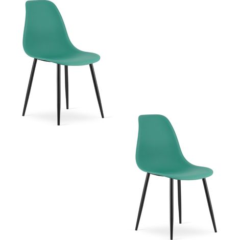 Chaise WAT verte / pieds noirs x 2 (1/5)