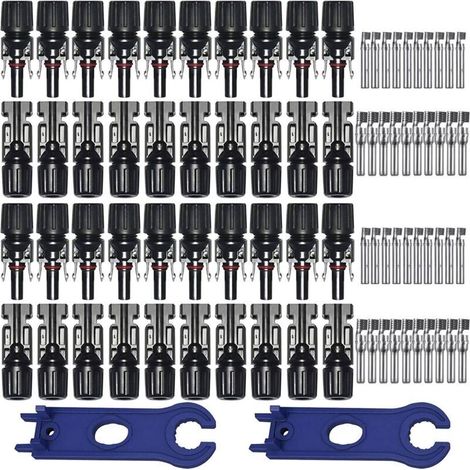 20 Paires Connecteur MC4 Solaire Photovoltaïque,Connecteur PV Mâle/Femelle, Double Anneaux Joint étanche, pour Photovoltaïque Panneau Solaire Cable Accessoires (1/5)