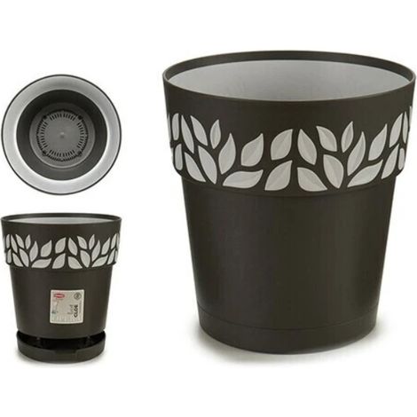 Vaso Tondo Cloe con sottovaso riserva d'acqua ideale per l'utilizzo outdoor – GRAFITE / GRIGIO – D. 15 cm (1/3)