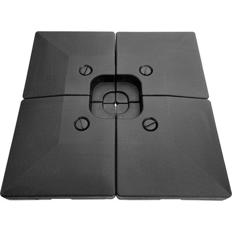 Happy Garden – Lot de 4 dalles lestées carrées 51x51cm – HDPE noir – Remplissage eau ou sable – Poids 21,25kg par dalle (1/4)