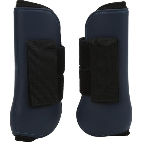 Bottes de Protection des jambes de cheval en PU, 2 pièces, coussinet intérieur à coussin élastique pour équitation, jambes avant marine M (1/5)