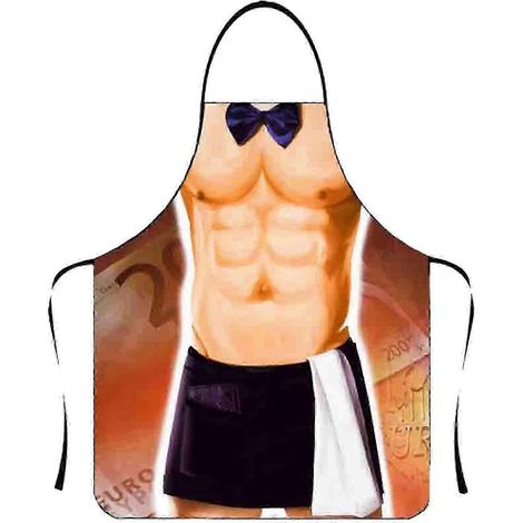 Lustige Schürze mit muskulösem Mann-Motiv, ärmellos, wasserdicht, aus Polyester, ideal für Küche und Haushalt.-8 (1/5)