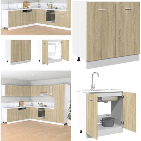 vidaXL Unterschrank Sonoma-Eiche 80x46x81,5 cm Holzwerkstoff (1/5)