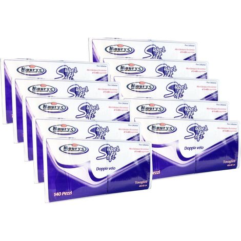 10 CONFEZIONI MAURY'S MAXI SCORTA TOVAGLIOLI 2 VELI 140 PZ SUPER SOFT BIANCHI (1/4)