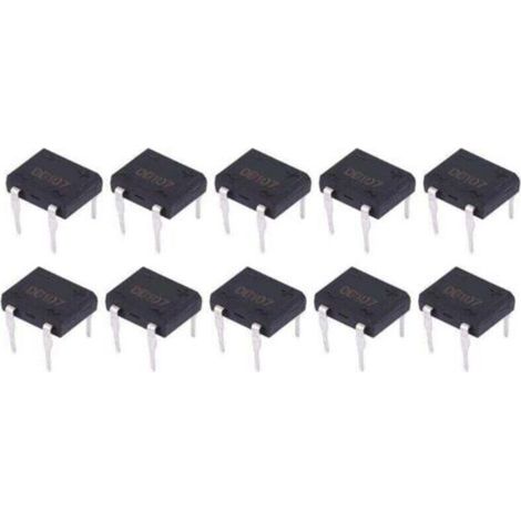 DB107 Pont Redresseur de Diode 1A 1000V 4 Broches pour Appareils Ménagers et Circuit Électronique Industriel(10Pcs)