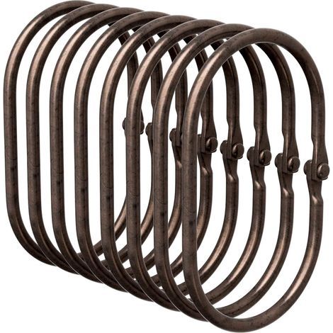 Juego de 12 - Anillos para cortina de ducha - Ganchos para cortina de ducha - Metal inoxidable - Apertura cerrada - Baño - Bronce envejecido - 3,6 cm (1/5)