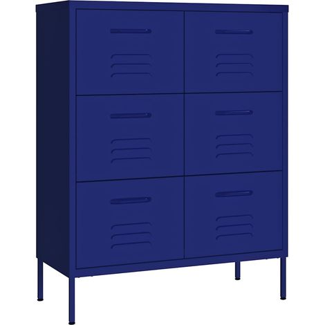 Maison Exclusive - Armario de cajones de acero azul marino 80x35x (1/5)