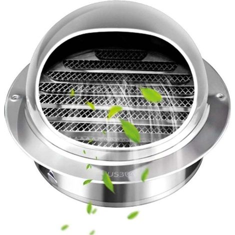120mm Grille d'Aération Ronde Grille Ventilation Hotte, Bouchon Rond en Acier Inoxydable 304 Avec/Maille (1/4)