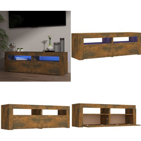 Meuble TV avec lumières LED Chêne fumé 120x35x40 cm - Meuble Tv - Meuble Téléviseur - Télévision - Unité Tv - Support Tv - Home & Living (1/5)