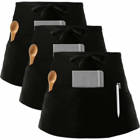Tablier de serveur 3 pièces avec 3 poches, tablier de cuisine pour bistrot/restaurant (1/5)