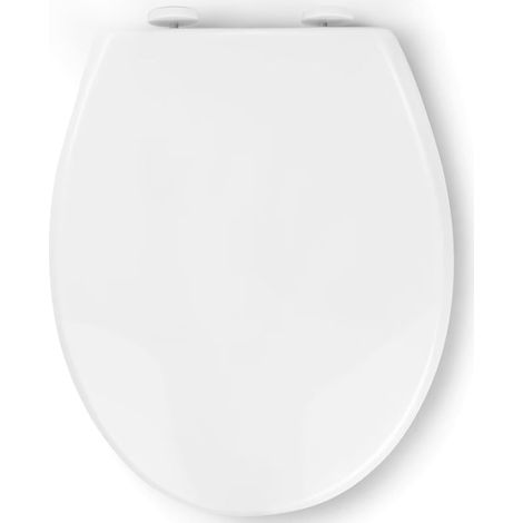 Sedile WC con chiusura ammortizzata, a forma di O, con cerniere regolabili, colore bianco. (1/5)