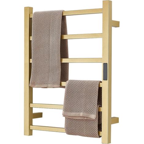 Radiateur Sèche-Serviette Électrique Chauffe-Serviettes pour Salle De Bain, Mural avec Minuterie Porte-Serviettes Chauffant Thermostatique en Acier Inoxydable 304 60X45cm Hardwired (1/5)