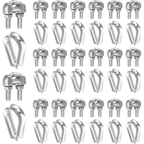 20 Pièces Serre Câble en Acier Inoxydable, M5 U Boulon Clip, Serre Cable Inox pour Câbles Métalliques 5mm, pour Fixation de Cordes et Suspension de Voiles d'Ombrage (M5) (1/5)