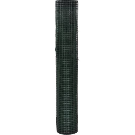 vidaXL Chicken Wire Fence Galvanised Steel 1x25 m Green