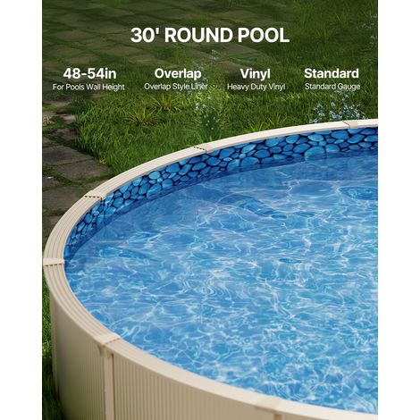 Revêtement de Piscine Ronde, 914x147 cm, Doublure Durable de Style Chevauchement Vinyle Calibre Standard, Résiste à l'Usure, Rétent… (1/5)