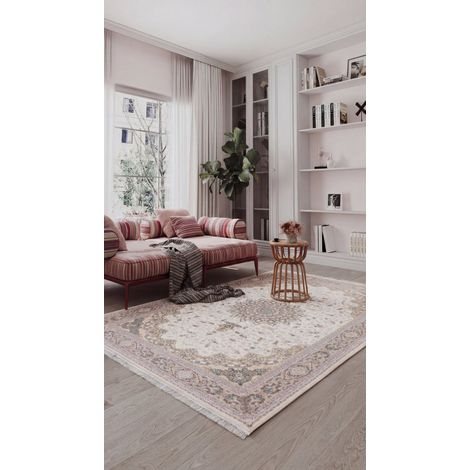 Tapis persan Nasim  - 150x100cm, Rectangular - 100% Acrylique - Tissé - Crème