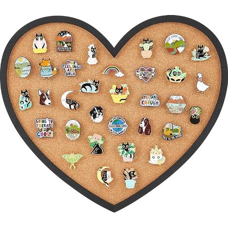 Pin Board Heart Cork Board Bulletin Display Board, Wall Mounted (1/5)