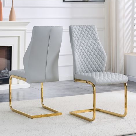 Sillas comedor tapizadas PU gris claro set 2 OKMYHOME (1/5)
