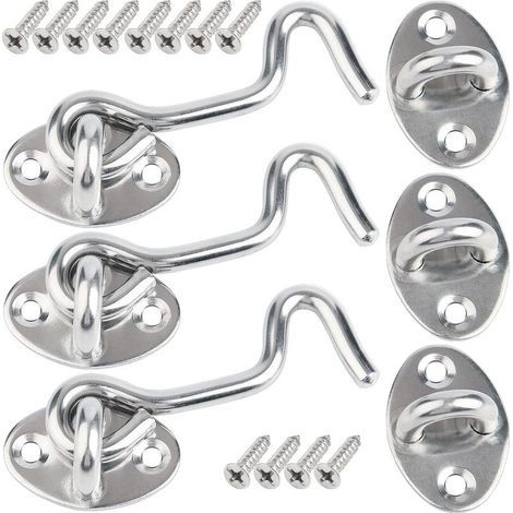 Crochet Porte, 3 Pcs 7.5cm Loquet Porte Exterieur,Crochet Fermeture Porte,Crochet Cabine en Acier Inoxydable,Verrou de Porte Interieure Avec Vis de Montage,Targette de Porte Pour Fenêtre,Grange (1/5)