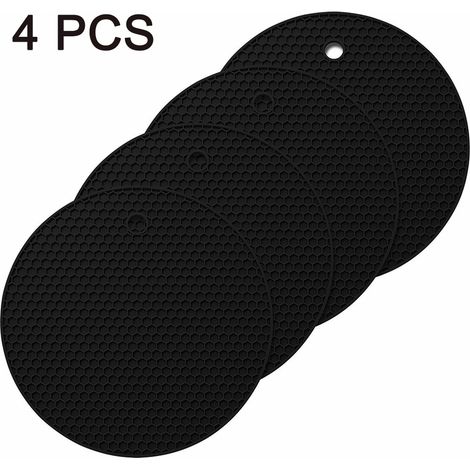 Lot de 4 sets de table ronds en silicone alimentaire, alvéolés, imperméables et isolants thermiques, résistants aux hautes températures. (1/5)