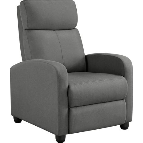 Yaheetech Poltrona Relax Reclinabile Regolabile Divano Monoposto con Poggiapiedi da Soggiorno Camera da Letto 61,5 cm × 87 cm × 99 cm Grigio/Tessuto