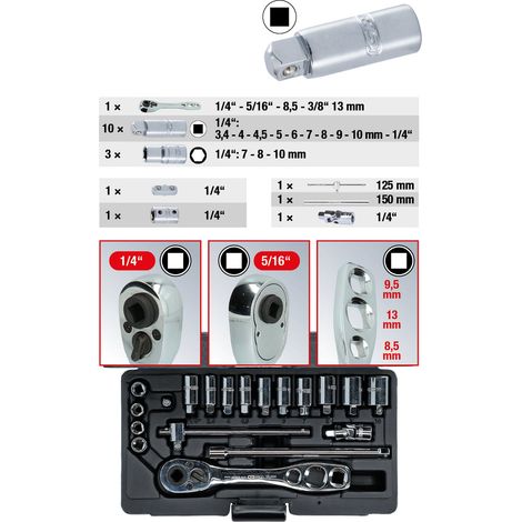 KS TOOLS  Kälte-Klima-Steckschlüssel-Satz  19tlg. -  130.0300 (1/4)