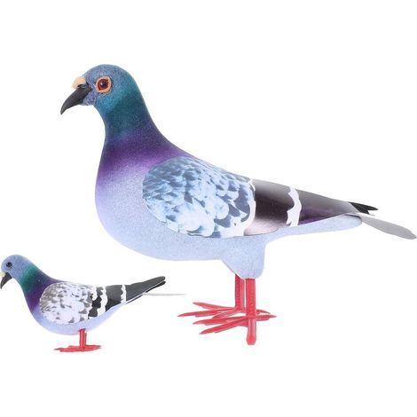 Lot de 2 Pigeons Artificiels en Mousse Réaliste Petites et Grandes Tailles Coloris Gris Flocon Décoration Extérieure de Jardin Figurines D’Oiseaux Plumage Ornement de Colombe (1/5)