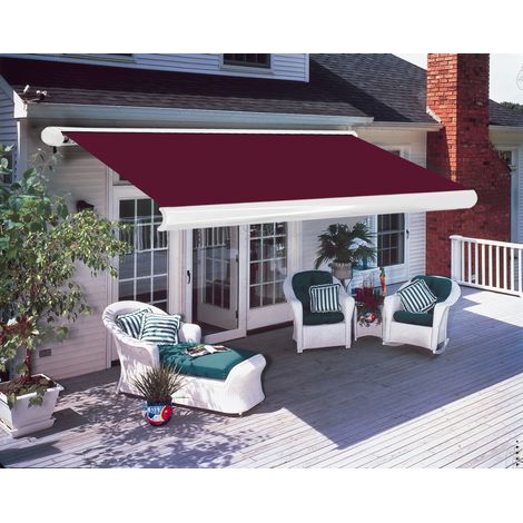 Greenbay Full Cassette Electric Sun Shade Canopy Awning Retractable 4.5x3M Wine Red (1/5)