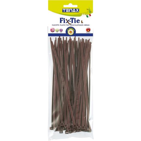 50 - Attache Plastique - Serre-câble Jardin - Fixation Filets Clôtures Haies - Résistant UV Intempéries - Marron - 20x0,48cm (1/3)