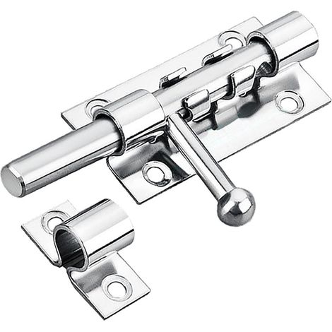 Loquet de portail coulissant robuste avec trou de cadenas, verrou de porte en acier inoxydable 304 de sécurité, barillet de portail de 12 mm de diamètre, noir (105 mm en acier inoxydable) (1/5)