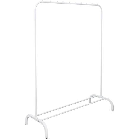 KingSaid Ropa de burro, colgador de abrigo, vestidor, 110 x 146 x 40 cm, con estante para zapatos, para abrigos, faldas, camisas, suéteres, blanco (1/5)