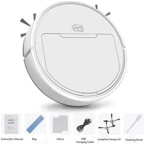 Robot Nettoyeur Automatique 3 en 1 Robot Balai Intelligent Aspirateur Paresseux MéNage Nettoyage sans Fil Robot Balayeur, Blanc B