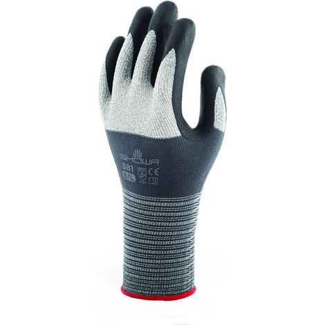 Showa 381 Nahtloser Arbeitshandschuh Mikrofaser-Nitril allgemeine Zwecke 9/XL