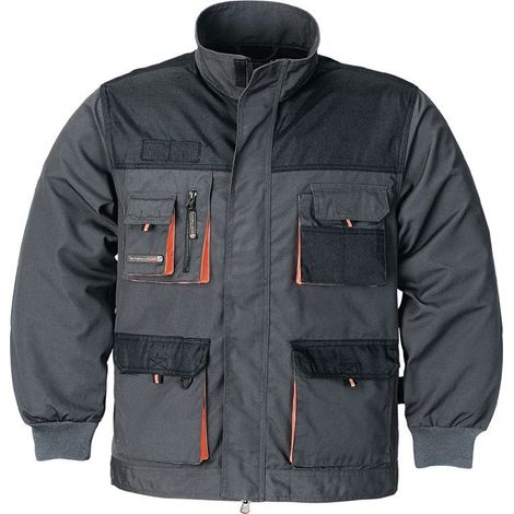 Chaqueta de hombre talla 52, gris oscuro / negro / naranja