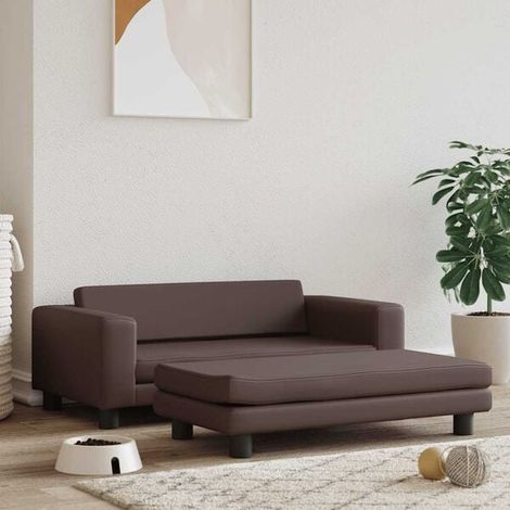 Panier pour chien extensible, marron, 100 x 50 x 30 cm, simili cuir